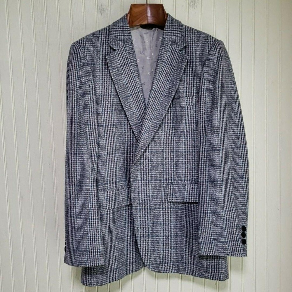Austin Manor Blazer Mens 40 Gray Check Tweed Sport Coat Jacket Colombia